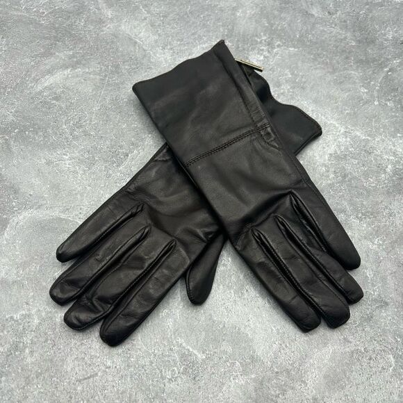 NWT Gucci Black Genuine Leather Nappa Gloves Size 6.5 G Logo Side Zip With Box - Picture 3 of 15